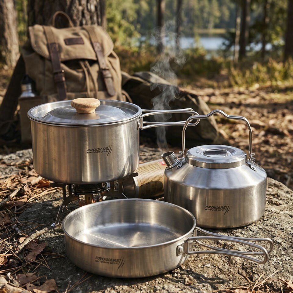 Kamp Pişirme Seti - Paslanmaz Çelik